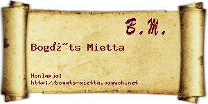 Bogáts Mietta névjegykártya